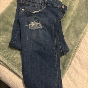 Old Navy Dark Blue Distressed Skinny Jeans